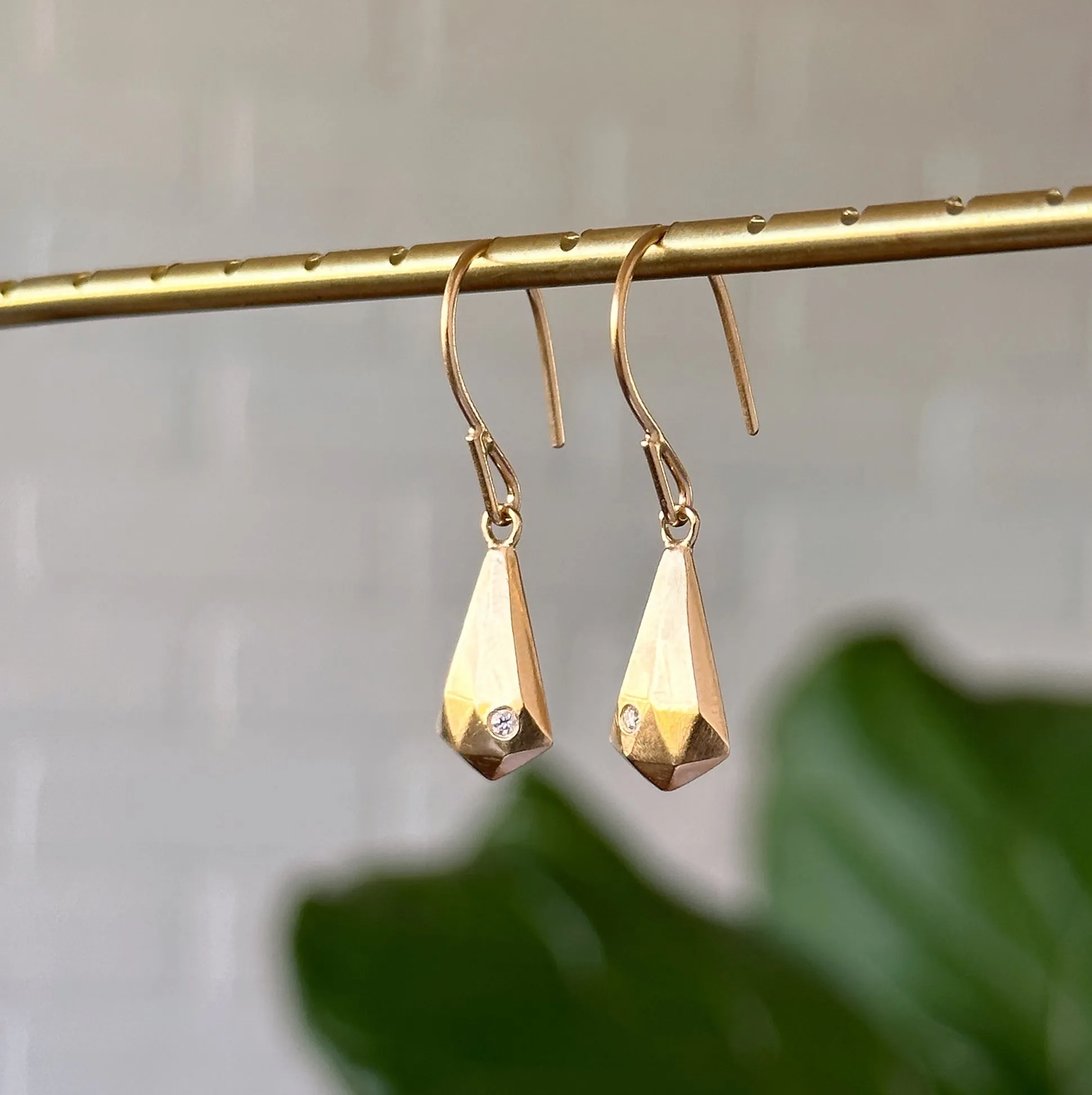 Vermeil and Diamond Crystal Fragment Earrings
