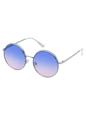 Vintage Metal Round Sunglasses in Silver & White