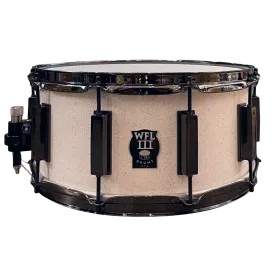 WFL3 Aluminum Snare Drum - White Sparkle 6.5"x14" Black Nickle Lugs Trick b1