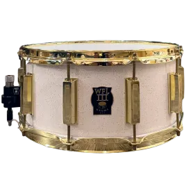 WFL3 Aluminum Snare Drum - White Sparkle 6.5"x14" Brass Lugs Trick b1