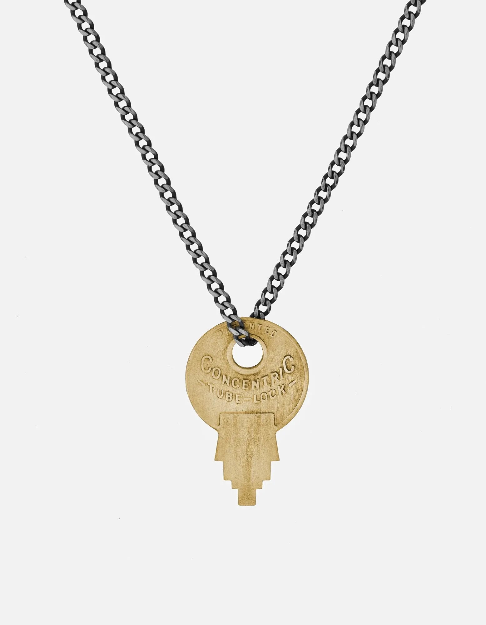 Wise Lock Necklace, Matte Brass