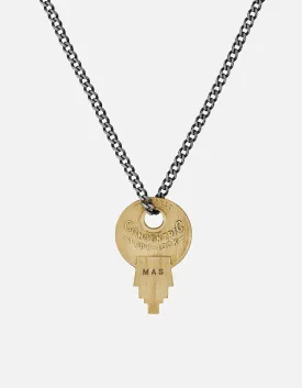 Wise Lock Necklace, Matte Brass